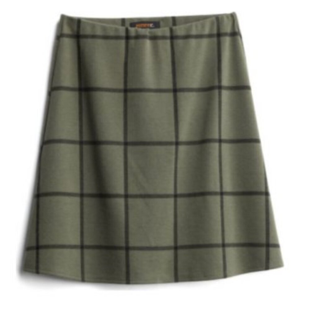 Renee C Stitch Fix Women's Size Large Zuma Knit Skirt Olive Green Black Plaid